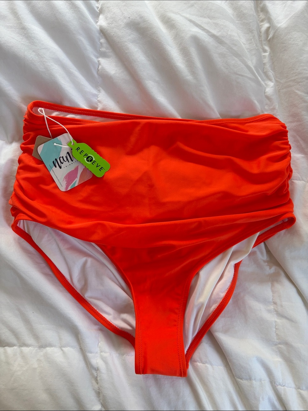 High Rise,Ruched,High waist Bikini Bottom.Nani swimwear, women’s L,Vacation,Pool